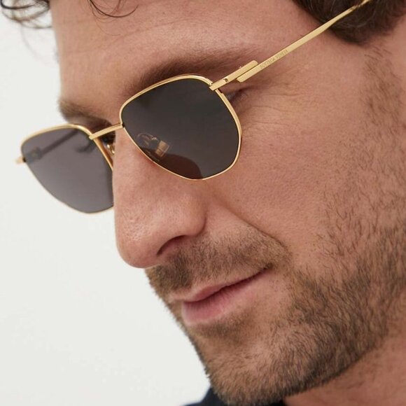 Bottega Veneta Women Sunglasses Gold Dark Brown Split Panthos BV1301S 002 NEW - Picture 15 of 17